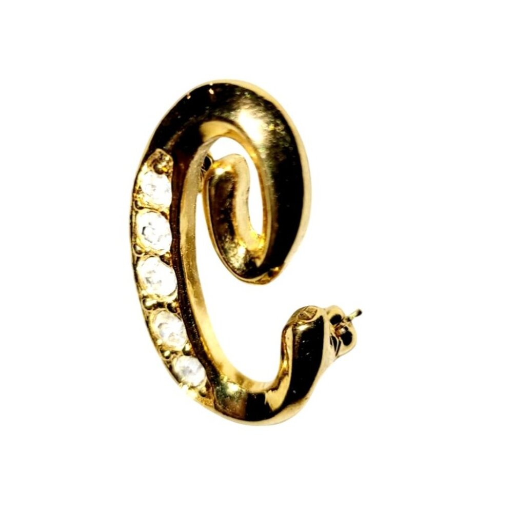 Vintage Gold Tone Letter C Brooch with Rhinestones by Avon